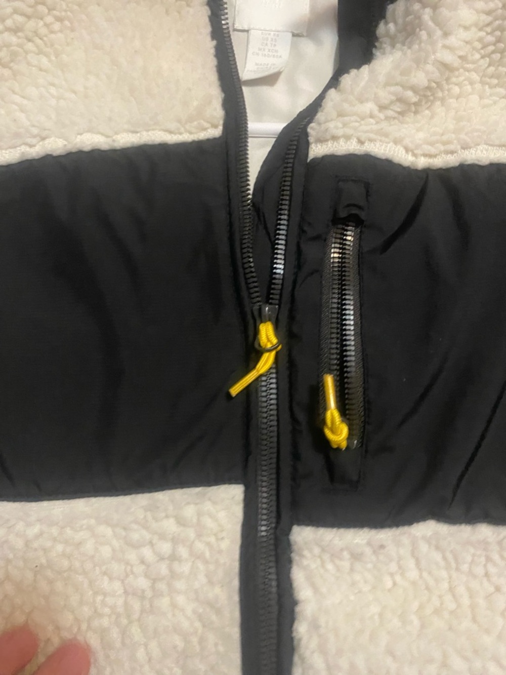 H&M Sherpa Fleece vest with Black Panels and Yellow Pull
